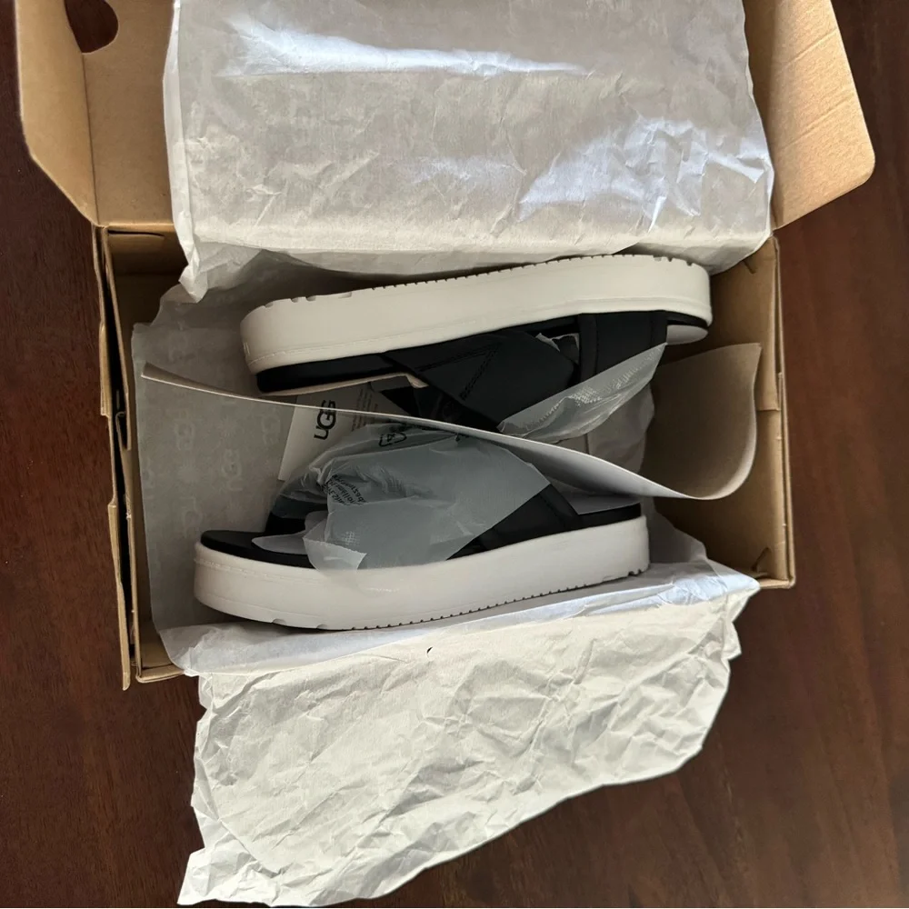 UGG Black Criss-Cross Slide Sandals - Picture 6 of 8